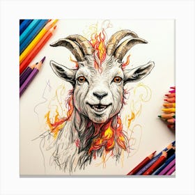 Goat On Fire 27 Canvas Print