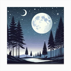 Moonlight Landscape Canvas Print