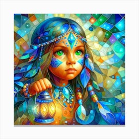 Little Girl With Lantern Canvas Print