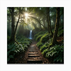 Waterfall In The Forest 90 Canvas Print