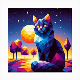 Doodle Low Poly Cat Canvas Print