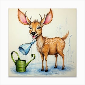 Watering Deer Canvas Print