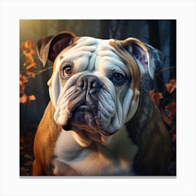 Bulldog In The Forest Canvas Print