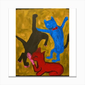 Three Cats Fighting Canvas Print