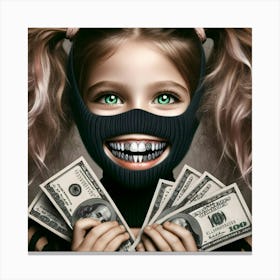 Little Girl With Money Canvas Print