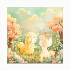 Lambs In The Meadow 4 Canvas Print