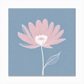 A White And Pink Flower In Minimalist Style Square Composition 488 Canvas Print