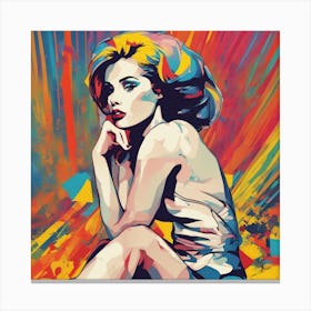 Pop Art Sultry Betty Colorful Lines Canvas Print