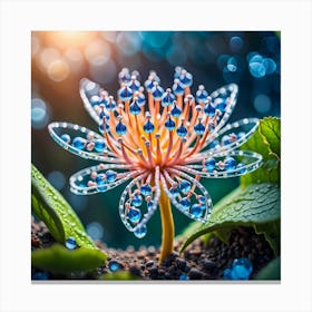 Lotus Flower With Water Droplets Canvas Print