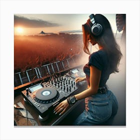 Dj Playing At A Concert Canvas Print