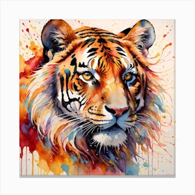 Vibrant Highly Detailed Tiger Painting Canvas Print