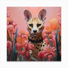 Serval Pink Jungle Animal Portrait Canvas Print