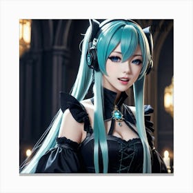 Anime Girl With Blue Hair Canvas Print