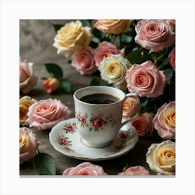 Coffee And Roses 20 Canvas Print