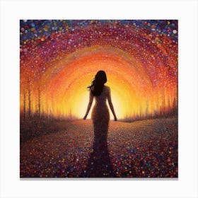 Woman Walking In The Sunset Canvas Print