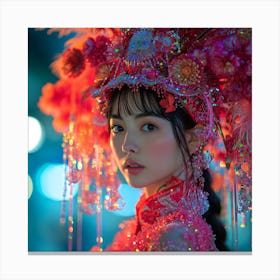 Chinese Woman In Pink Canvas Print