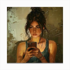 Girl With Cell Phone Canvas Print