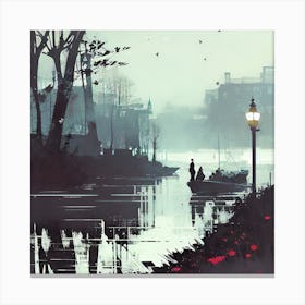 Night On The Canal Canvas Print