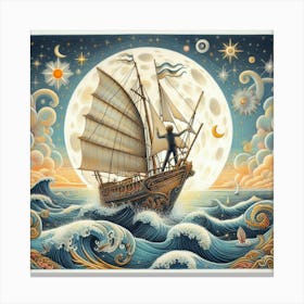 Ship On The Moon Canvas Print