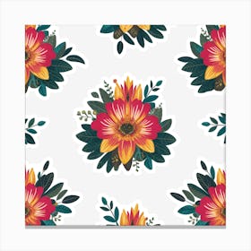 Floral Stickers Canvas Print