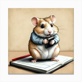 Hamster Reading A Book 10 Canvas Print