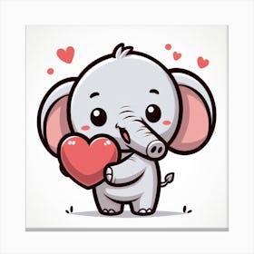 Tiny Elephant and a Heart 1 Canvas Print