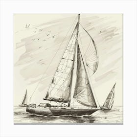 Sailboats In The Ocean 5 Canvas Print