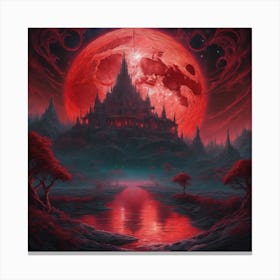 612226 Blood Moon Anchoring A Subtle Landscape In A Symme Xl 1024 V1 0 Canvas Print
