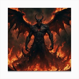 Demon In Flames 5 Canvas Print
