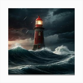 Default Create A Photo Of A Lighthouse In The Middle Of A Terr 0 Canvas Print