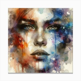 Watercolor Of A Woman'S Face 31 Canvas Print