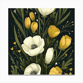 Yellow And White Flowers Canvas Print