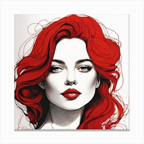 Red Haired Woman - Line Art Style Woman 1 Canvas Print