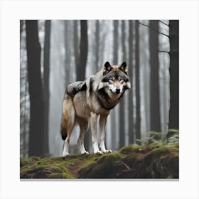 Wolf In The Forest 15 Canvas Print