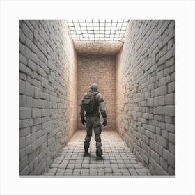 Soldier In A Tunnel Canvas Print