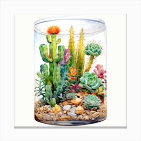 Watercolor Colorful Cactus Aquarium 9 Canvas Print