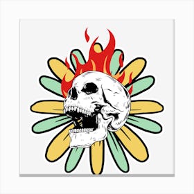 Skull On A Flower Canvas Print