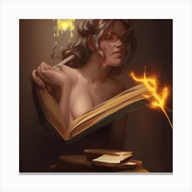Witch In A Book Canvas Print
