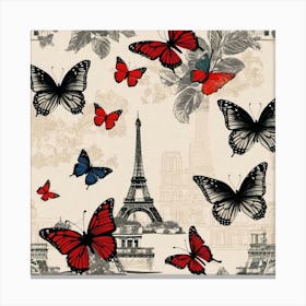 Paris With Butterflies 51 Canvas Print