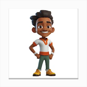 African American Boy Cartoon Character Canvas Print