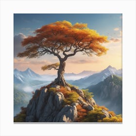 Lone Tree On Top Of Mountain 56 Canvas Print