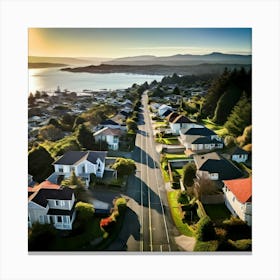 Community City Road Aerial Street Town Suburbia Puget Sound Commute Architecture Car Dron Canvas Print