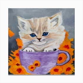 Kitten In A Cup Canvas Print