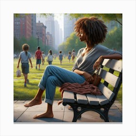 Woman On A Park Bench Canvas Print