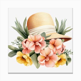 Hat And Flowers Canvas Print