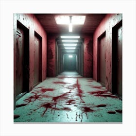 Hallway With Blood Canvas Print