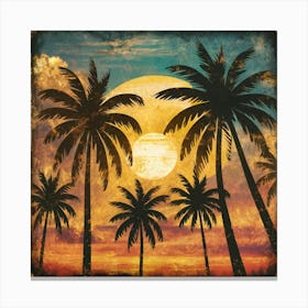 Sunset Palm Trees Canvas Print