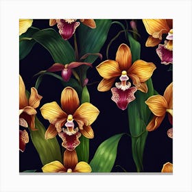 Golden Orchids Canvas Print