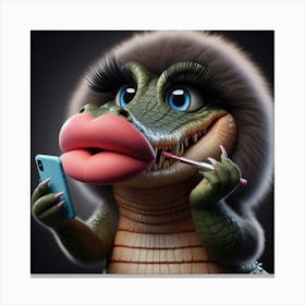 Alligator Brushing Teeth Canvas Print