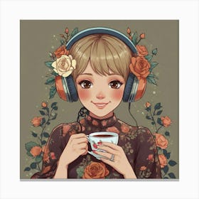 Anime Girl With Headphones 1 Canvas Print